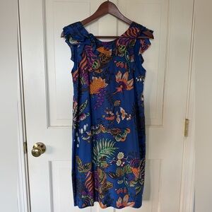 J. Crew Blue Floral Ruffle Dress Size 2